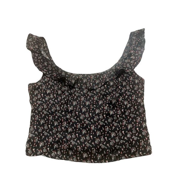 Free People cropped blouse ruffle straps sz XL - Picture 3 of 5